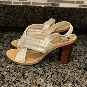 J.Crew gold quilted heels